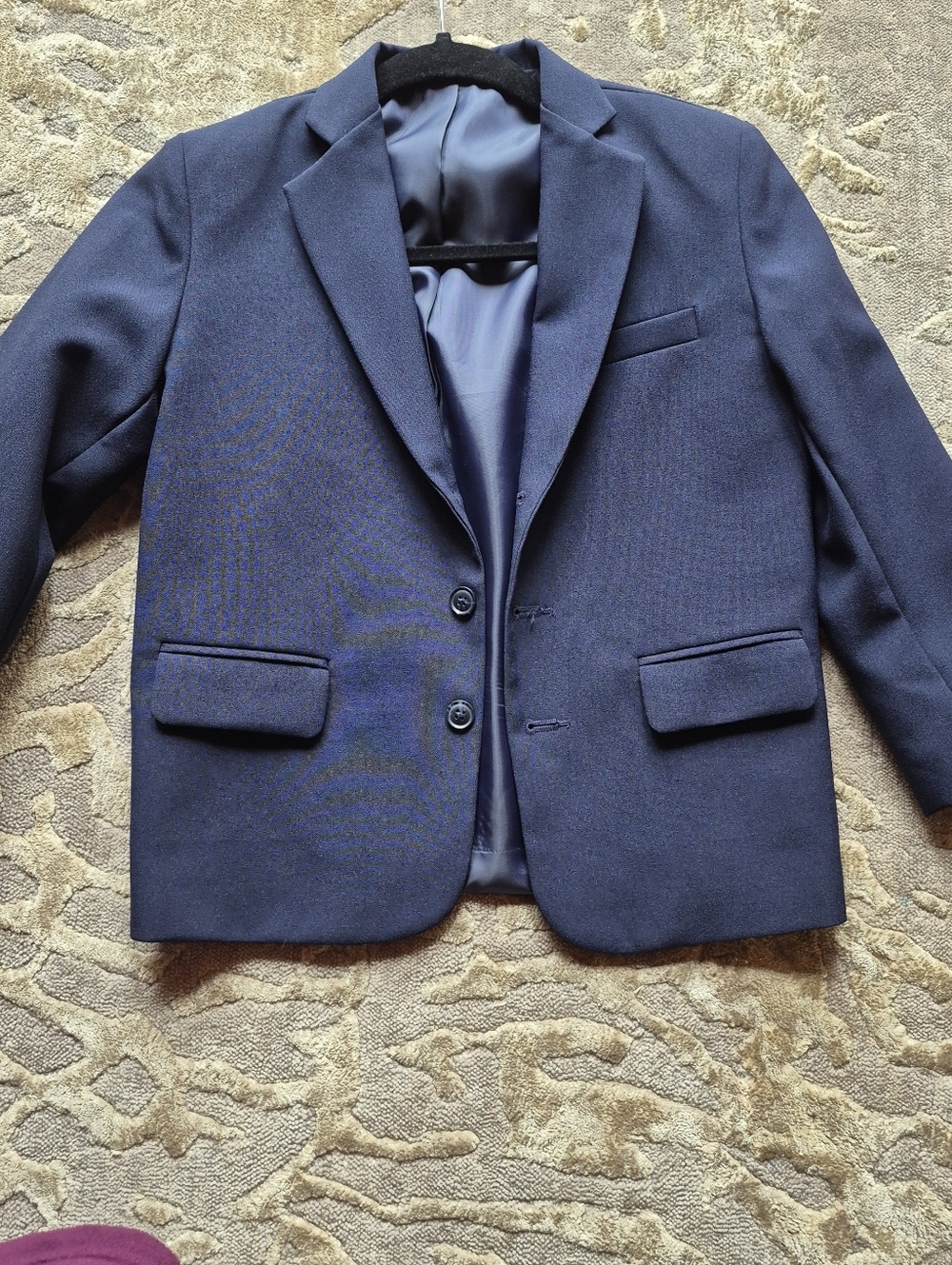 Gino Giovanni Navy Boys' 5 Pc. Dress Suit Set with White Shirt & Striped Tie 7 - Picture 4 of 5